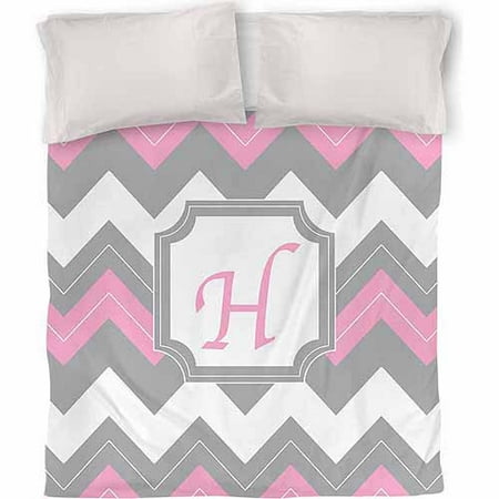 IDG Chevron Monogram Duvet Cover, Pink