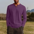 thumbnail image 2 of YLSDY Men's Long Sleeve Henley T-Shirt Notch Neck Casual Slim Fit Lightweight Top Purple L, 2 of 7