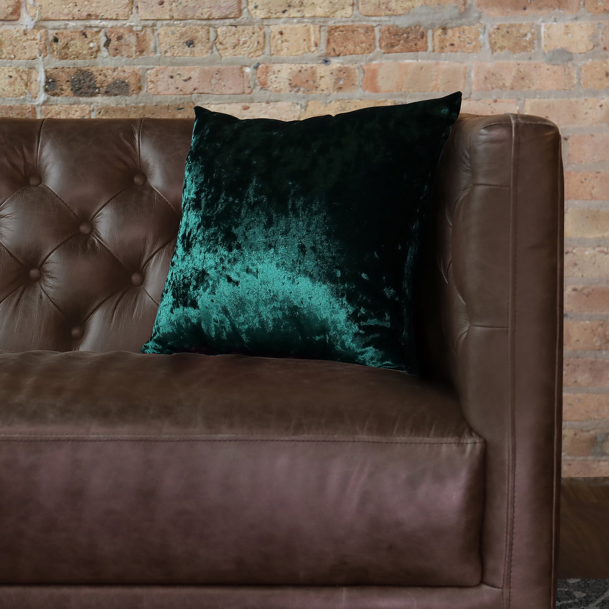 Mainstays Crushed Velvet Decorative Pillow, 18" x 18", Dark Green