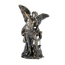 Bronzed Small Saint Michael Figurine Made of Polyresin