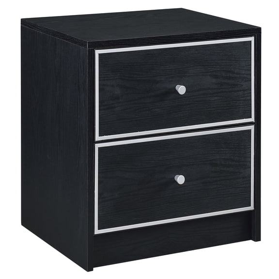 Knubmt 2 Drawer Beside Table with Handle, Wood Nightstand for Living Room, Bedroom, Black