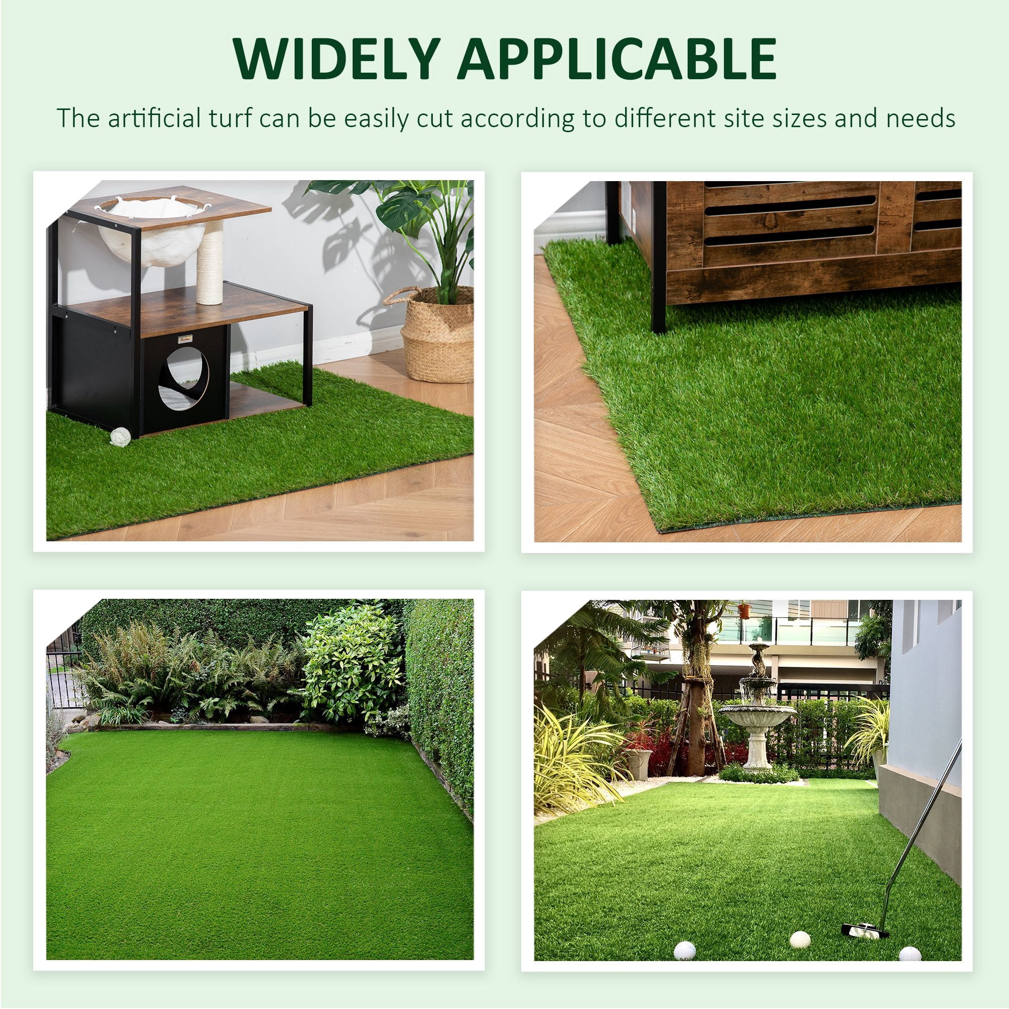 10 x 3 Artificial Turf Grass Green with UV Protection Drain Holes 125 Height