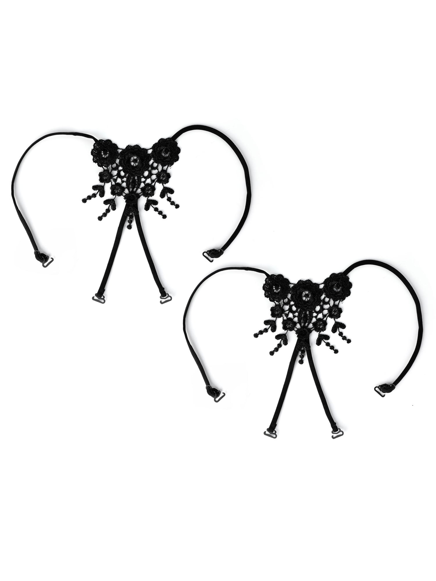 Allegra K Women's Elastic Cross Back Bra Shoulder Straps Lace Wrap