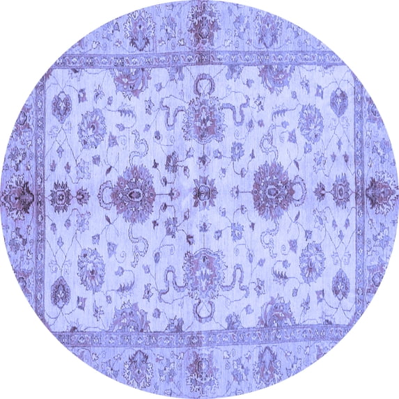 Ahgly Company Indoor Round Oriental Blue Traditional Area Rugs, 3' Round