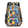 thumbnail image 2 of Geometric Multicolor Cat Blue Pattern Backpack for School, Cute School Bag with Adjustable Shoulder Straps and Padded Back, 16.9"x12.6"x5.9", 2 of 3