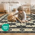 thumbnail image 4 of ODIKA 3'x5' Washable Area Rug Non-Slip, Flatweave, Easy Care Primitive Vintage Layout Farmhouse Scrolls Concentric Ring Folk for Hallway, Laundry Room, 4 of 7