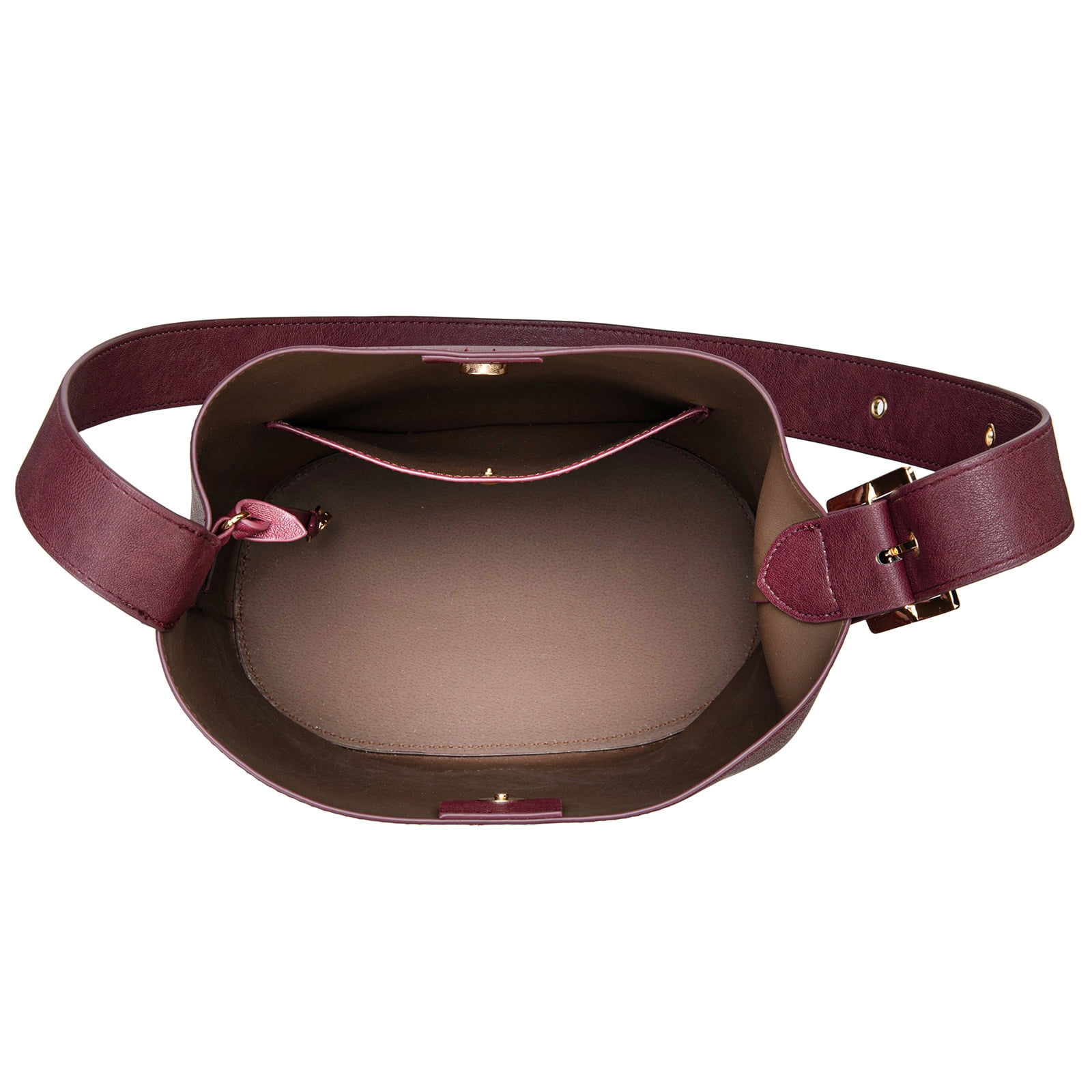 Montana West Medium Hobo Shoulder Bag for Women, 2PCS Slouchy Crossbody Purse with Zipper Pouch, Casual Bucket Handbag, Burgundy
