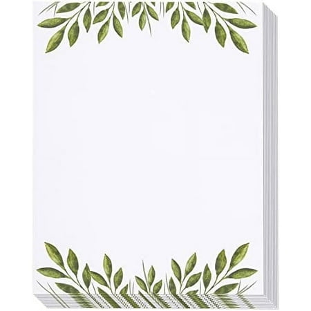 48 Pack Leaf Themed Stationery Writing Paper Set, Letter Size (8.5 x 11 In)