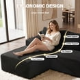 thumbnail image 6 of Aukfa 96" Cloud Sectional Couch, Modular L Shaped Boneless Sofa with Left Facing Chaise&2 Storage Pockets, Black, 6 of 8