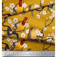 thumbnail image 2 of Soimoi Gold polyester Crepe Fabric Fish,Bird & Yacht Bird Print Sewing Fabric BTY 42 Inch Wide, 2 of 3