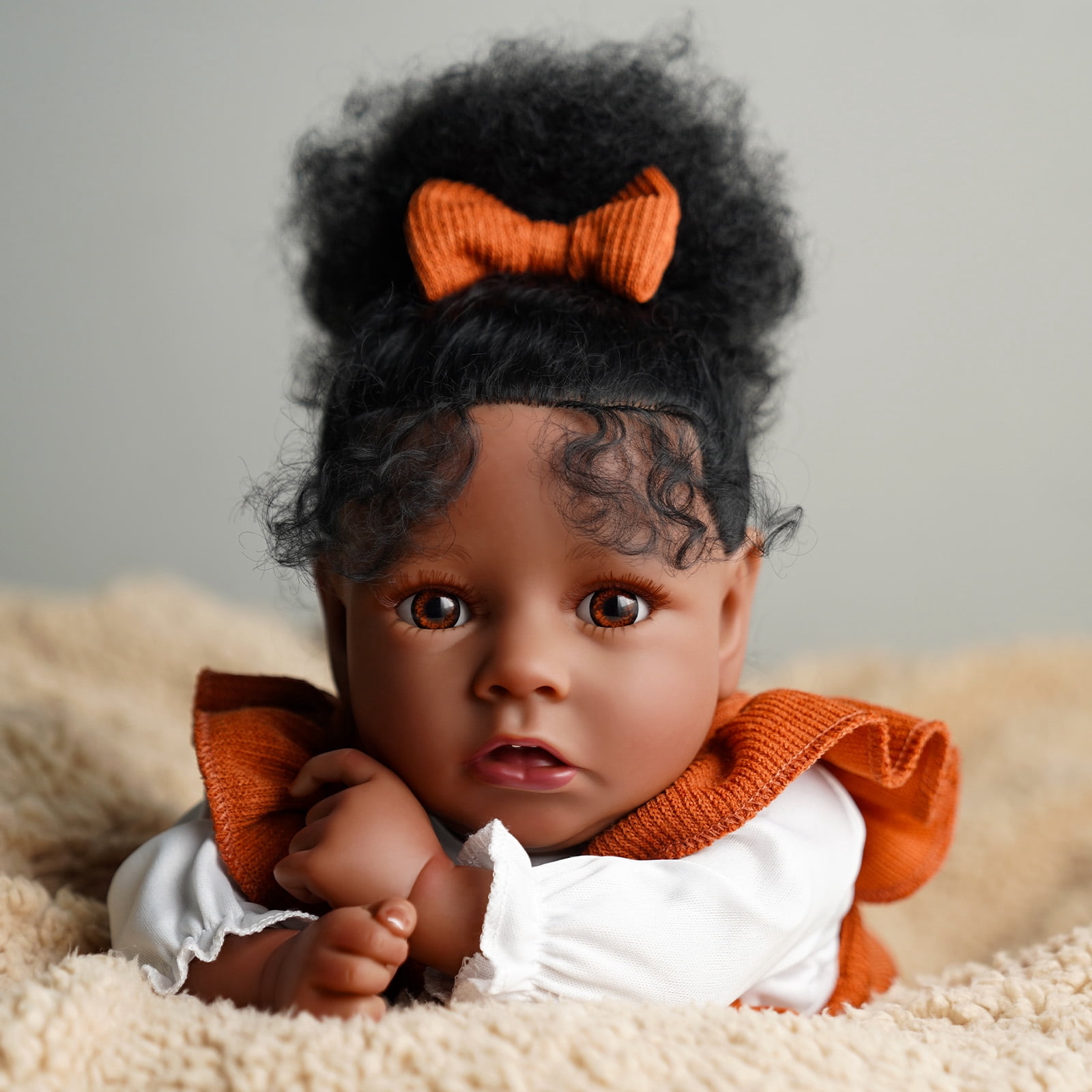 BABESIDE Reborn Dolls Black with Soft Cloth Body African American-Girl Doll 20 Inch Best Birthday Gift Set and Toy Accessories Gift for Kids Age 3