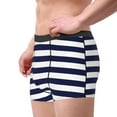 thumbnail image 4 of Fotbe Navy Blue And White Stripes Men’s Total Support Pouch Boxer Briefs, X-Temp Cooling, Moisture-Wicking Underwear, Regular, Long-leg and Trunk-Small, 4 of 9