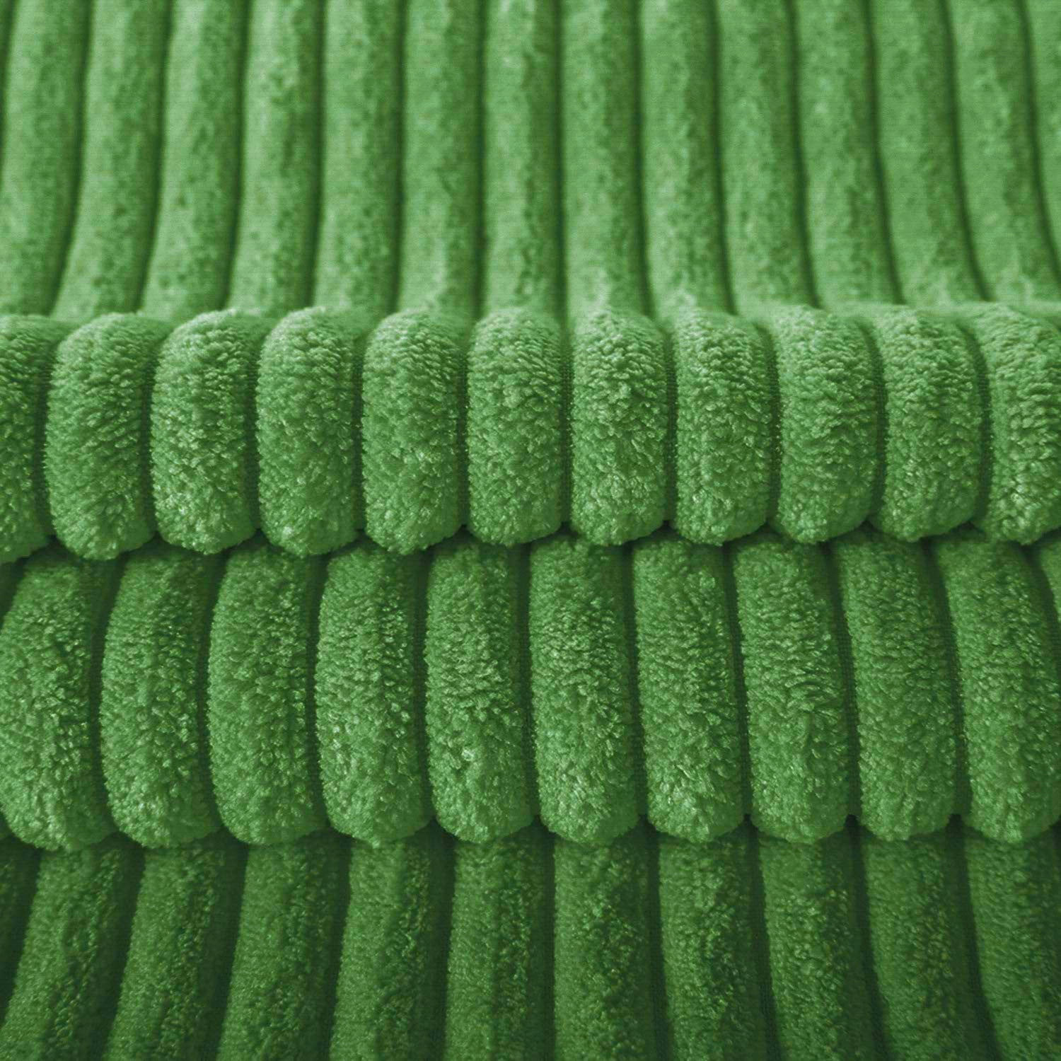 Soft Corduroy Striped Velvet Rectangle Decorative Throw Pillow Cusion For Couch, 12" x 20", Green, 2 Pack