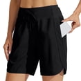 thumbnail image 2 of Women's 7" Athletic Running Long Shorts Workout Hiking Shorts Quick Dry High Waisted Active Zipper Pocket(Black,XXL）, 2 of 7