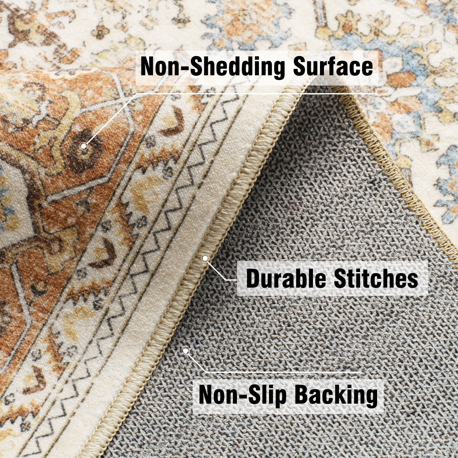 SIXHOME 2'x3' Small Entry Rug Door Mat Washable Area Rugs Vintage Floral Door Rug Traditional Aesthetic Carpet Soft Rugs for Bedroom Kitchen Bathroom Entryway Laundry Room Retro Home Decor Orange