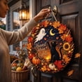 thumbnail image 7 of Fall Wreath for Front Door 8 Inch Black Cat Ghost Sign Fall Halloween Decor Outdoor Fall Decor for Home Indoor Spooky Hanging Decoration for Front Porch Entryway 1 Piece, 7 of 7