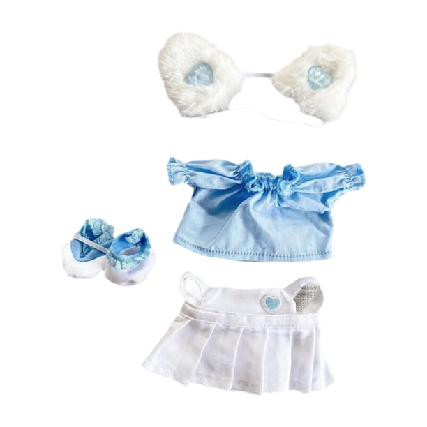 Ropa para muñecos de peluche de 15 cm, accesorios para fotos, accesorios para muñecos de peluche, cómodos y fáciles de hacer. azul