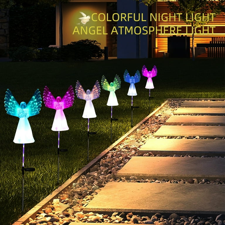Color Changing Solar Powered Angel Lights Garden Stakes Yard Decor Set of 2 Color Changing Solar Powered Angel Lights Garden Stakes Yard Decor Set of 2