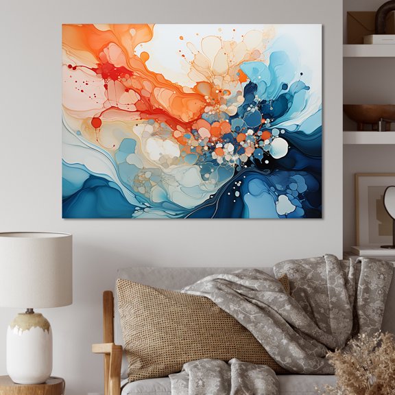 Designart "Essence Of Teal And Orange Ink" Dairy Canvas Prints