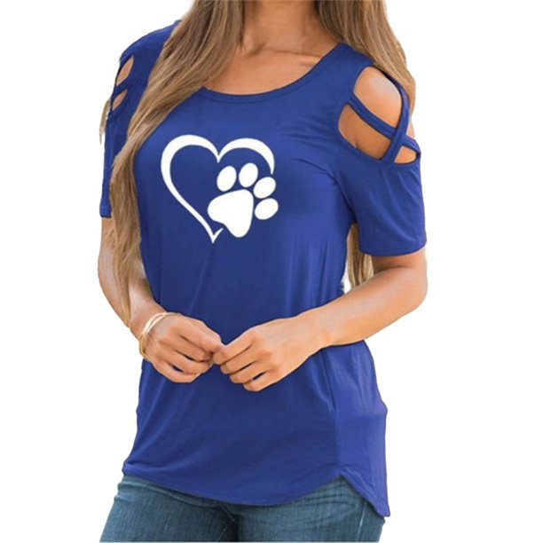 Jumpingount - Camiseta de manga corta con cuello y hombros descubiertos para mujer Prendas para la parte del cuerpo Azul METRO Jumpingount AP002172-02