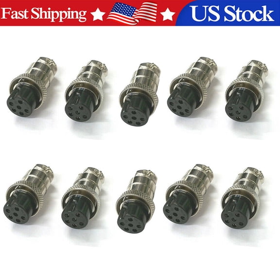 10 PCS 6 Pin Ham & CB Radio MIC Microphone Connector Female Plug Solder Type