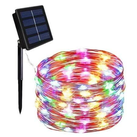 Solar Copper Wire Lights, 98ft Waterproof RGB Outdoor String Lights for Garden Patio