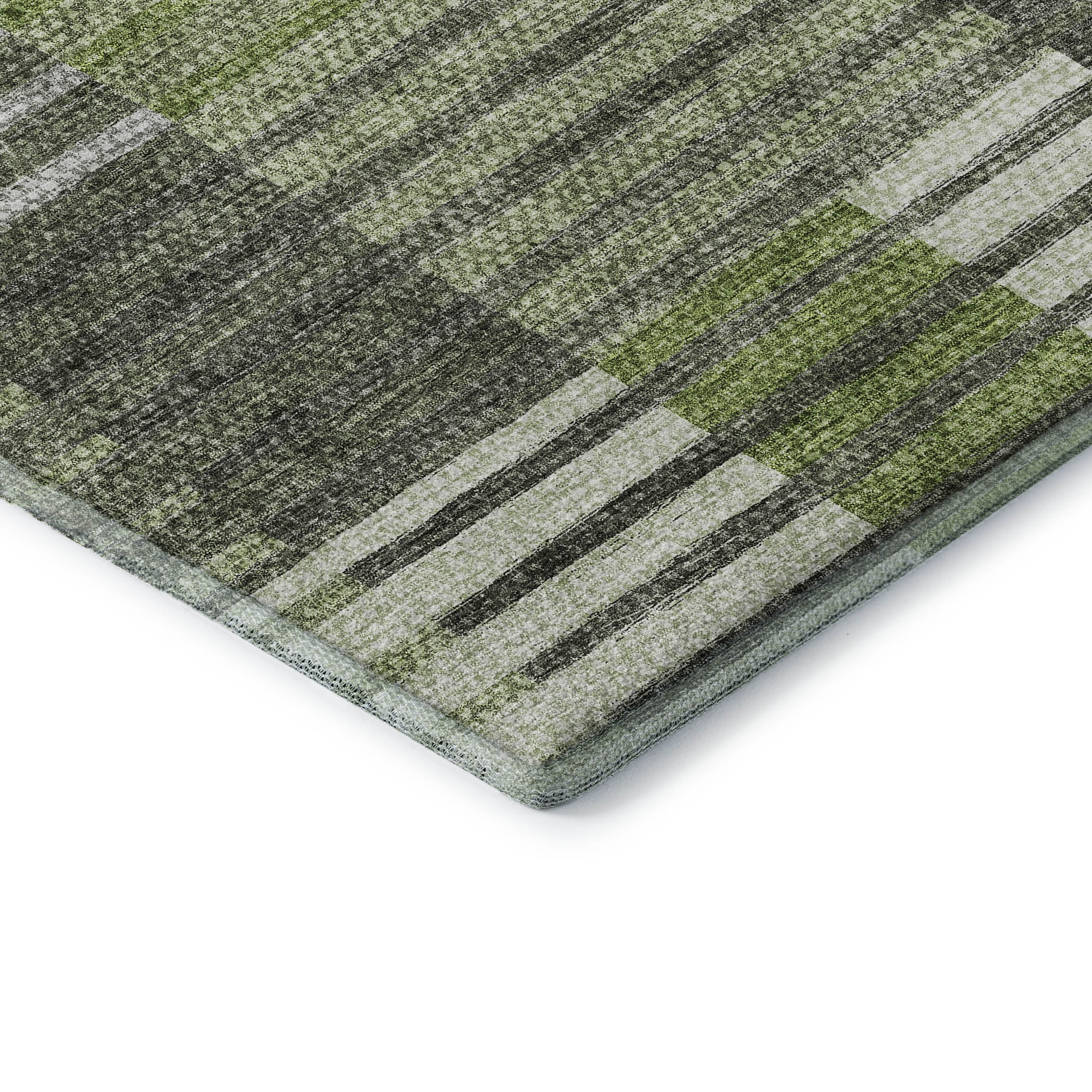 Addison Rugs Mayfield Washable Transitional Striped Green Rectangle Rug, 8' x 10'