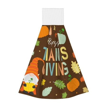 

Lukts Happy Thanksgiving With Gnome for Coral Fleece Velcro Towel Suitable for Bathroom Kitchen Hanging Absorbent Towel Household Items
