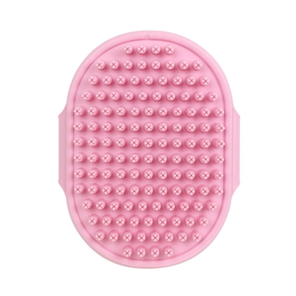 Silicone Pet Grooming Brush, Soft Bath Massage Scrubber for Dogs Cats, Shower Cleaning Tool Pink