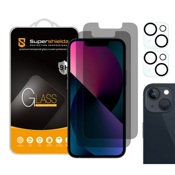 (2 Pack) Supershieldz (Privacy) Anti-Spy Designed for Apple iPhone 13 Mini (5.4 inch)   Camera Lens Tempered Glass Screen Protector, Anti Scratch, Bubble Free