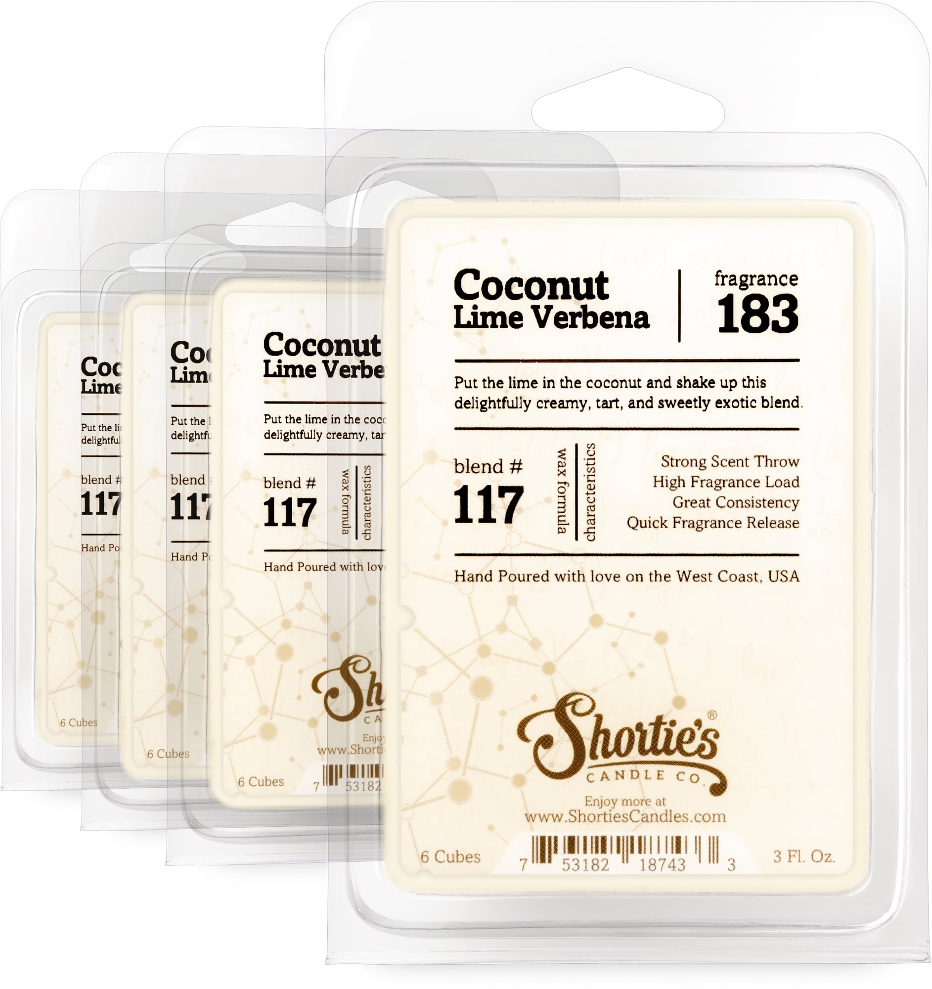 Coconut Lime Verbena Wax Melts Bulk Pack - Highly Scented + Natural Oils - Shortie's Candle Company