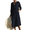 Black, variant on Women's Loose Fit Cotton Linen Midi Dress Round Neck Button Down 3/4 Sleeve Casual Vacation Outfit with Pockets Flowy Lightweight Party Wear Stylish Chic Solid Color Black L