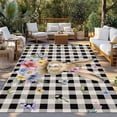 thumbnail image 2 of Bunny Easter Outdoor Rug 6x9 Ft - Reversible Patio Rug Outdoor Camping Rugs, Black Plaid Spring Floral Pastoral Retro Art Indoor Outdoor Area Rugs, Non-Slip Outdoor Carpet Runner for Deck/Porch, 2 of 8