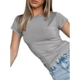 thumbnail image 3 of Lucakuins-Tops cortos de manga corta para mujer, camisetas básicas ajustadas de Color sólido con cuello redondo para fiesta, ropa de calle de verano Lucakuins  moda, 3 of 7