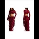 thumbnail image 3 of Conjunto de 2 Piezas de Camiseta Sin Mangas con Encaje de Cuerda para Mujer, Faldas Escalonadas Ajustadas, Vestido de Cóctel para Fiesta. Vino Tinto S, 3 of 7
