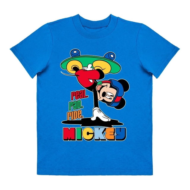 Playera Para Niño Disney Mickey Mouse Cuello Redondo Manga Corta Talla 6 Azul Rey