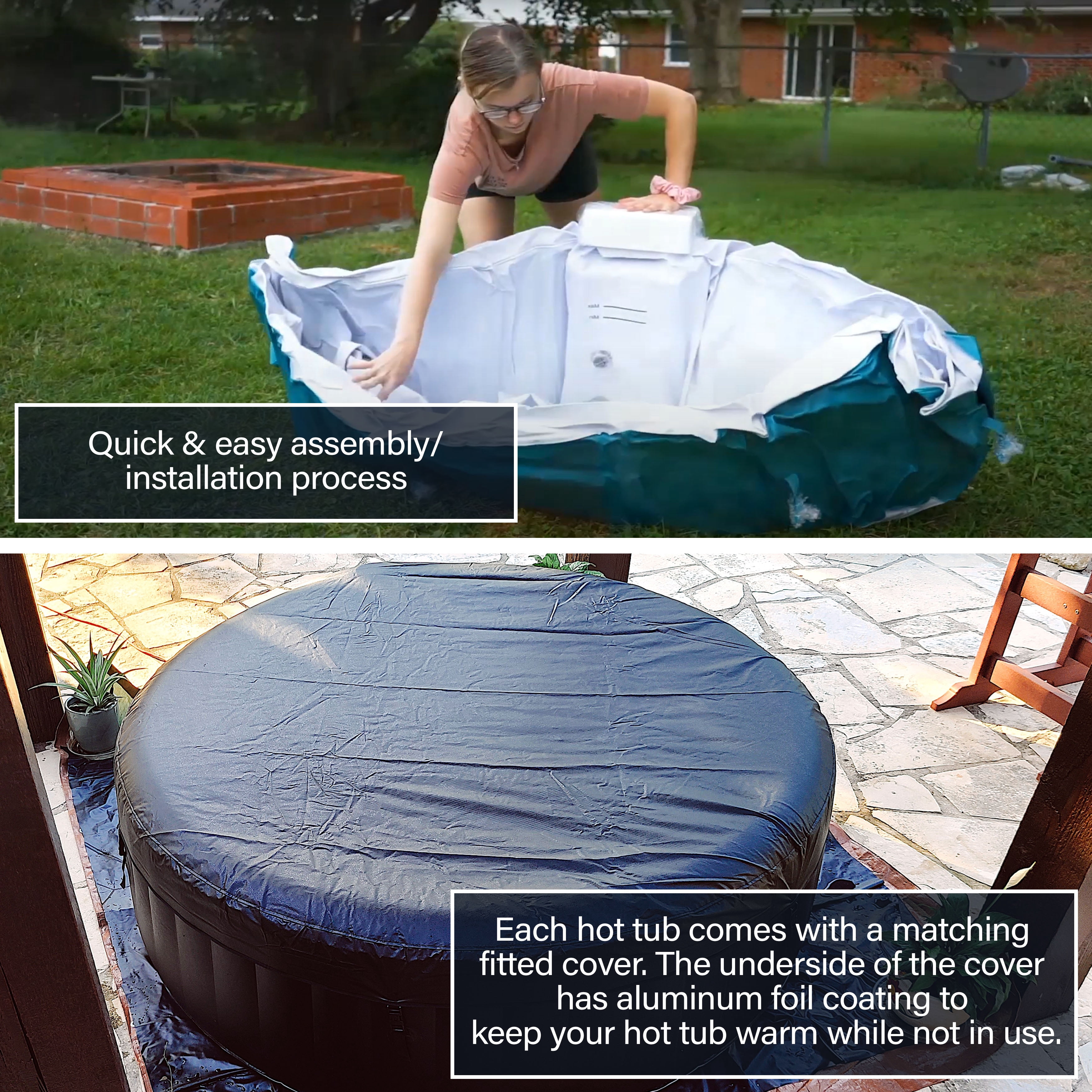 ALEKO 6 Person 130 Jet Outdoor Inflatable Hot Tub Spa with Cover