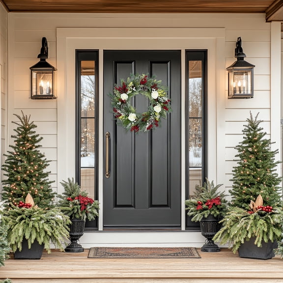 Northlight Real Touch™️ Mixed Foliage and Roses Artificial Christmas Wreath 30" - Unlit