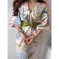 thumbnail image 5 of Vestido midi elegante de estilo japonés de primavera con estampado floral para mujer, vestido ceñido al cuerpo vintage elegante para fiesta y cumpleaños, vestido de una pieza a la moda para mujer, 5 of 5