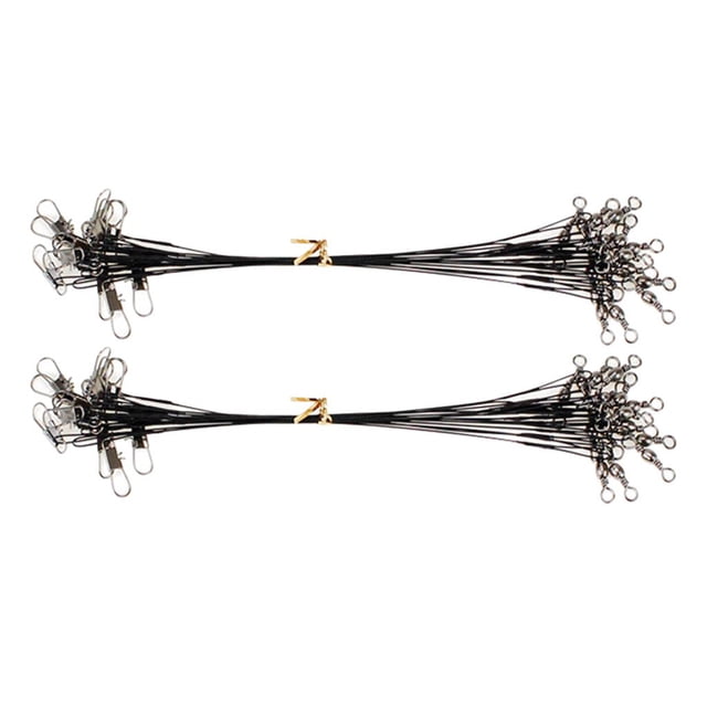 20 líderes de alambre de pesca con broches de seguridad y eslabones giratorios de barril, negros, 15 cm 20 piezas negro