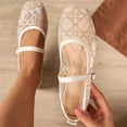 thumbnail image 2 of RoamHome Women's Mary Jane Ballet Flats Rhinestone Square Toe Comfortable Slip-On Adjustable Casual Dressy Flat Shoes for Daily Work Party, 2 of 9