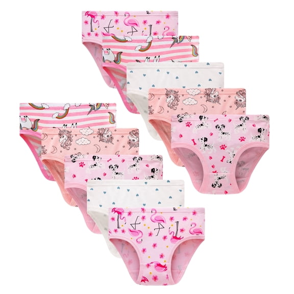 Wowoo Place Toddler Girls Soft Cotton Panties Cute Printed Underwear 10-Pack,Size 5