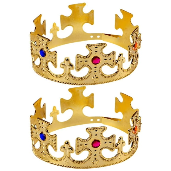 BESTSKY Pcs Halloween Party Golden King Crown Plastic Plating Queen Crown Antique Royal Medieval Crown Cross Crown Theater Halloween Prop Birthday Party Favors