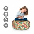 thumbnail image 2 of Floral Storage Toy Bag Chair, Repetitive Singing Birds Flowers Cartoon Like Print, Stuffed Animal Organizer Washable Bag, Small Size, Multicolor, by Ambesonne, 2 of 3