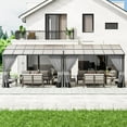 thumbnail image 6 of ALAULM 10' x 24' Gazebo，Hard Top Lean to Gazebo Wall Mount Heavy Hardtop Gazebo Outdoor Pergola with Curtains and Netting for Patio Garden Lawn Backyard Deck (Gray), 6 of 6