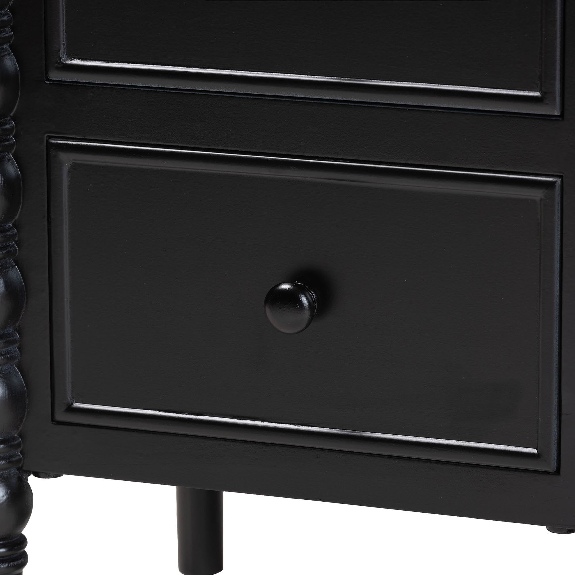 Baxton Studio Malinda Classic End Table, 2-Drawer, Black
