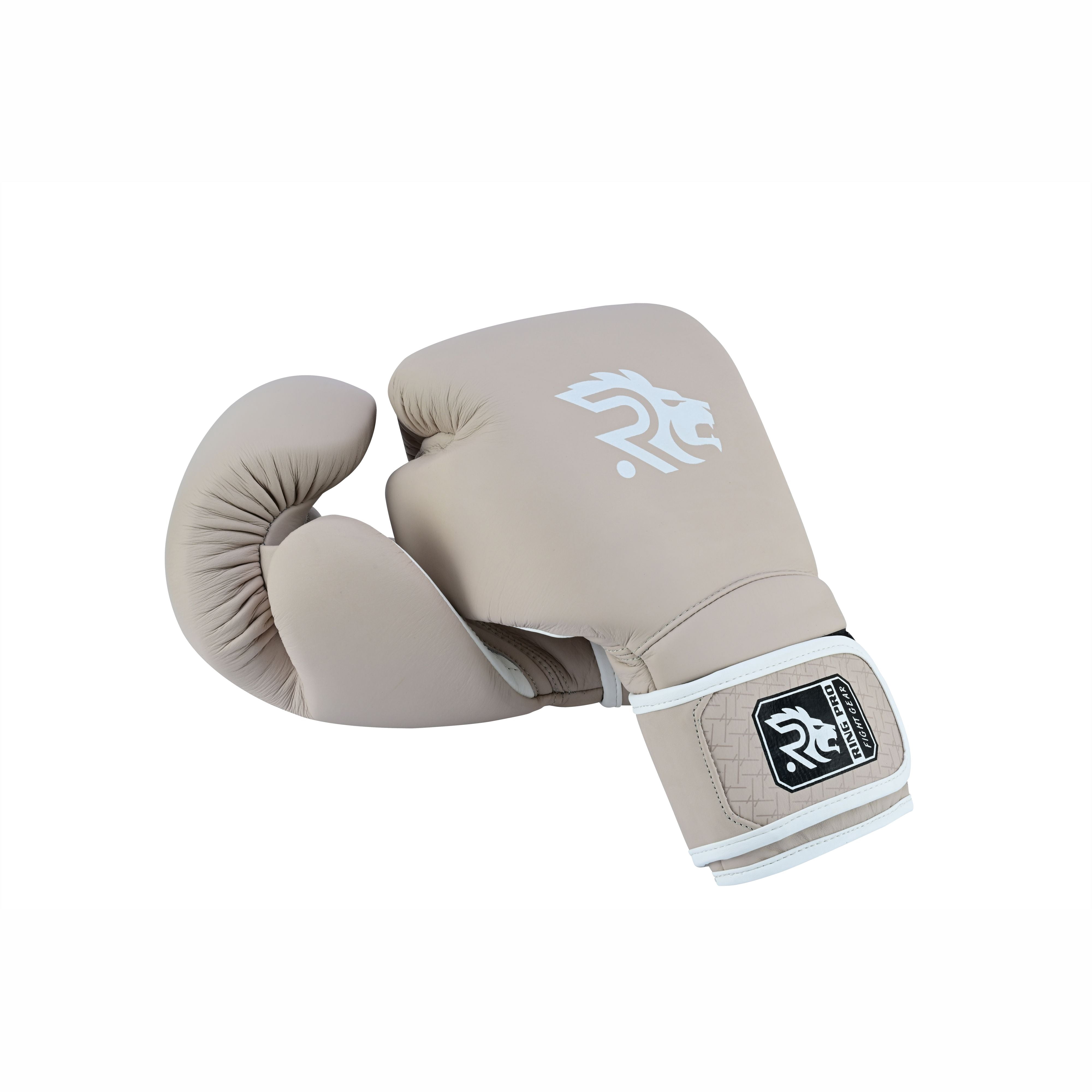 Ring Pro Sports Smash Series Boxing Glove Made of Matte Cowhide Leather for Boxing & MMA - Beige 12 oz