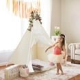 thumbnail image 4 of Topbuy Kids Lace Teepee Play Tent Foldable for Indoor & Outdoor Beige, 4 of 5
