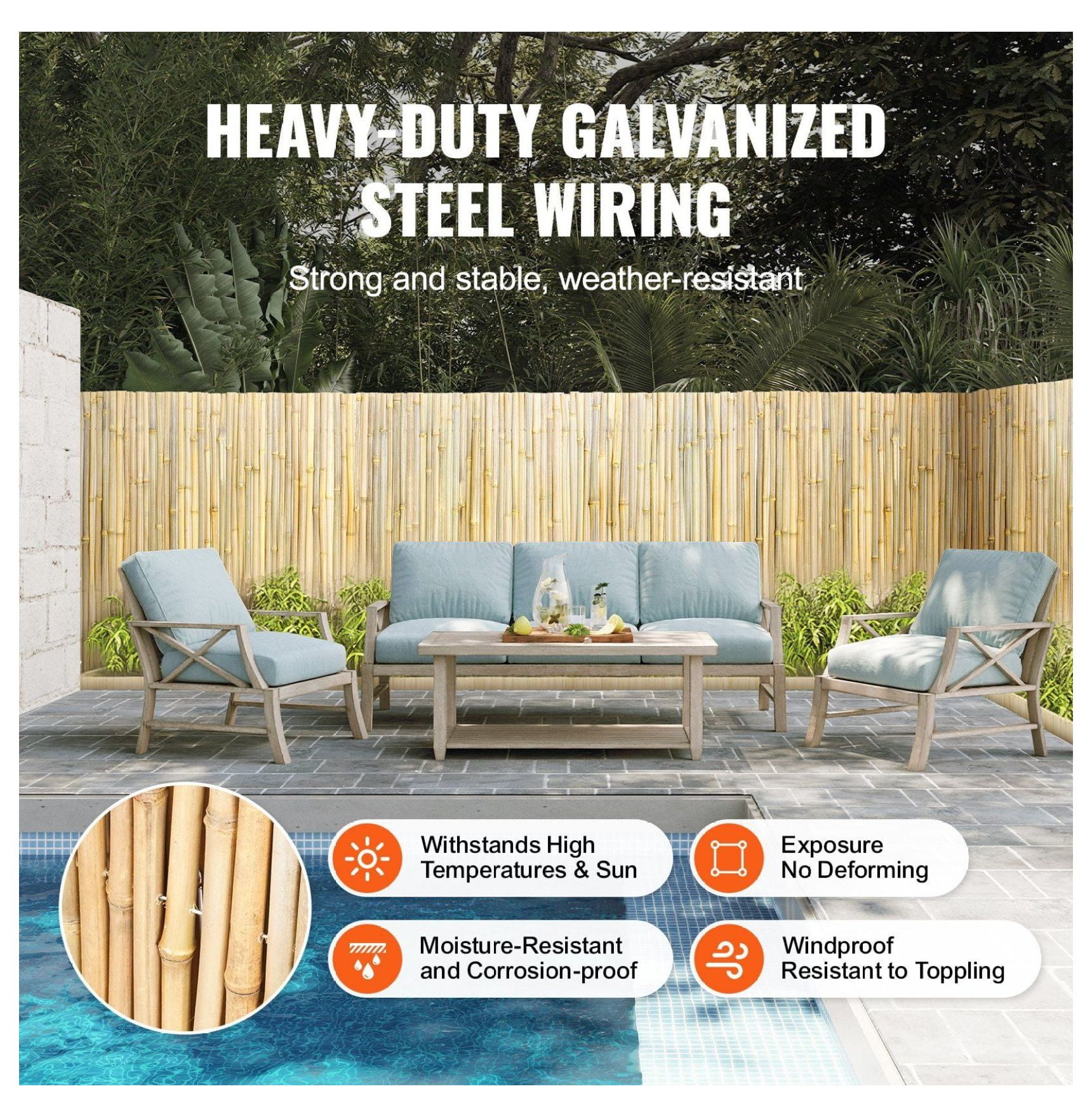 Bamboo Fence 4ft x 6ft Rolled Natural Bamboo Screening for Privacy - Outdoor Garden Fence Roll - Patio Deck Decorative Bamboo Wall Panel