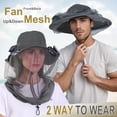 thumbnail image 4 of IC ICLOVER Mosquito Net Hat with Fan Built-in, Wide Brim Solar Fan Hat with Netting, 3 Speeds Adjustable for Men Women Outdoor - Gray, 4 of 8